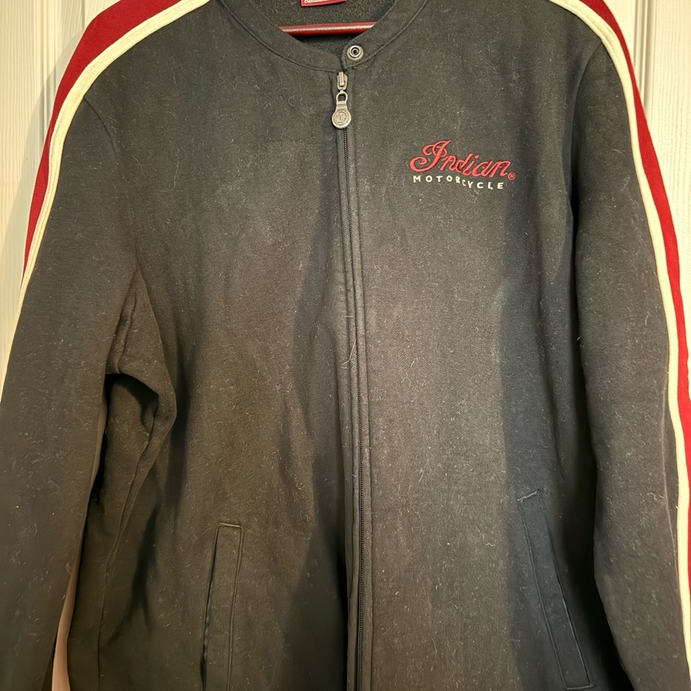 Indian Motorcycle Black Jacket with Red & Cream Stripes